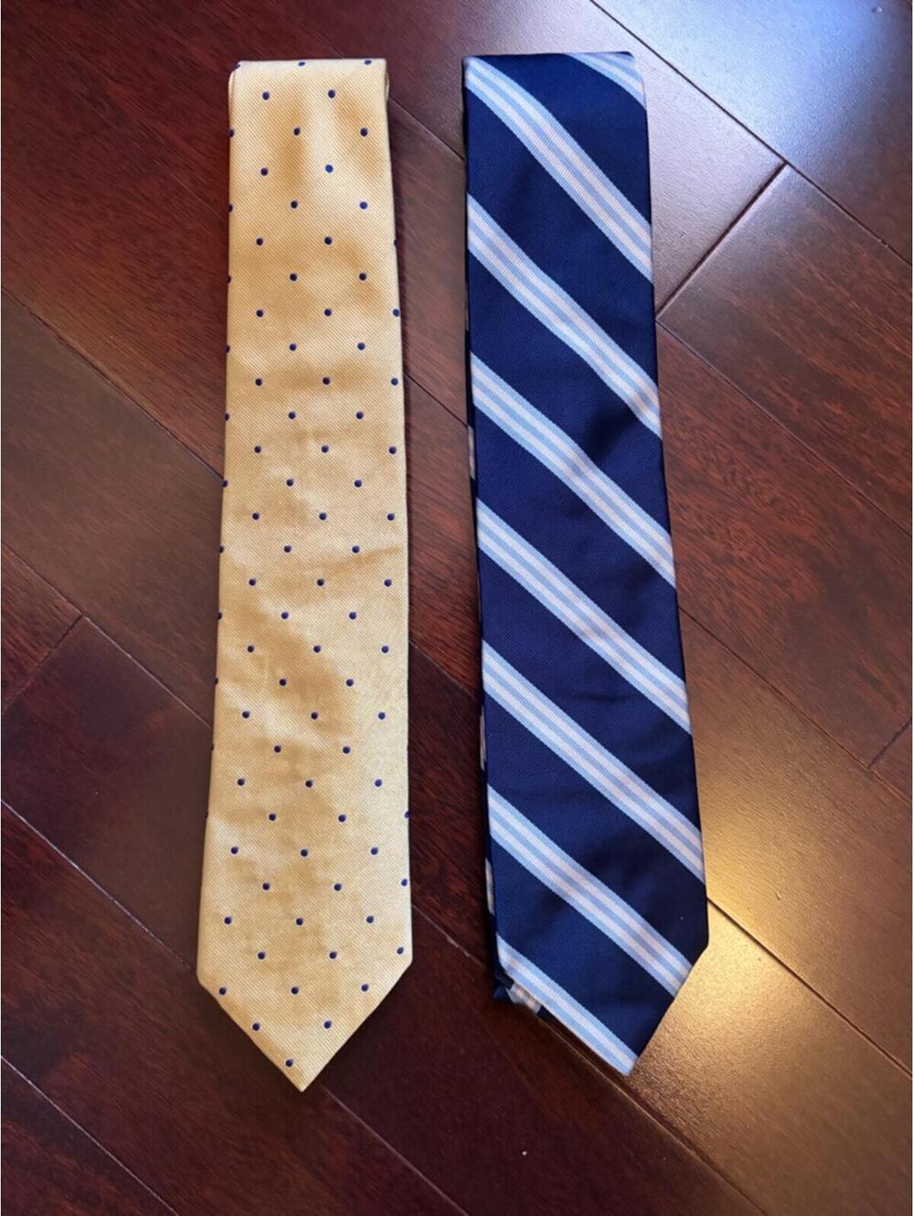 Brooks Brothers Yellow Polka Dot Tie and Navy Striped Tie (Set of 2)
